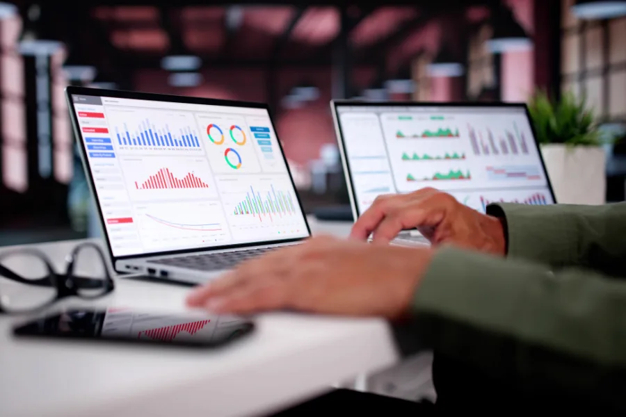 some coaching statistics shown on a laptop