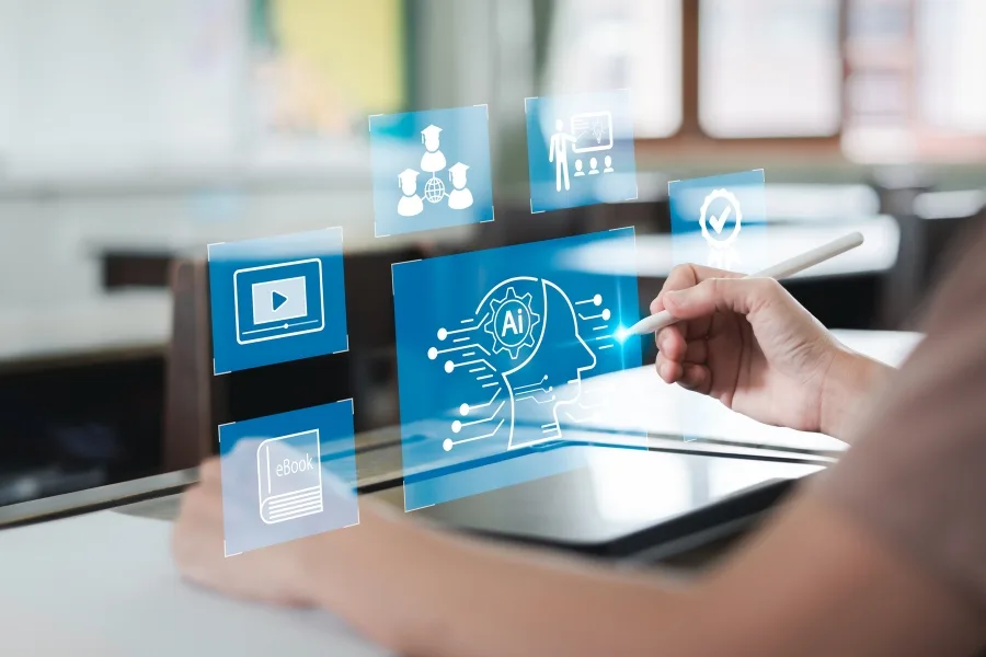 AI grow coaching model shown on stylised laptop